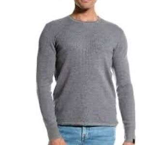 RAG & BONE Martin Merino Wool Crew Neck Sweater Small Gray Waffle Knit